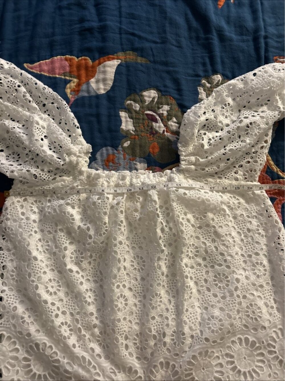 Anthropologie Maeve Off White Off The Shoulder Eyelet Top Lace Size XS - Picture 8 of 10